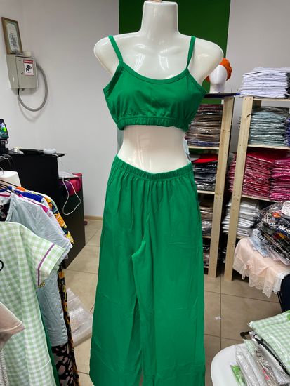 Пижама женская брюками с топом 100% хлопок Ивановский трикотаж