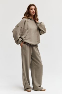 Худи свободного кроя цвета хаки