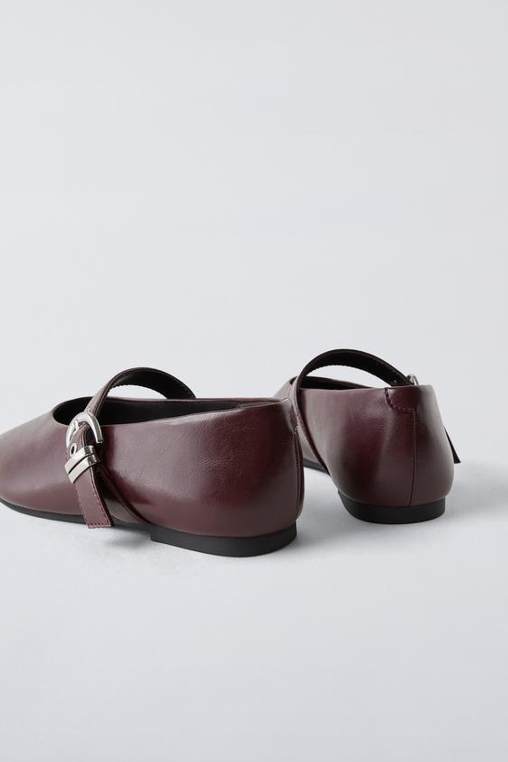 ZARA БАЛЕТКИ С ПРЯЖКОЙ, БОРДОВЫЙ