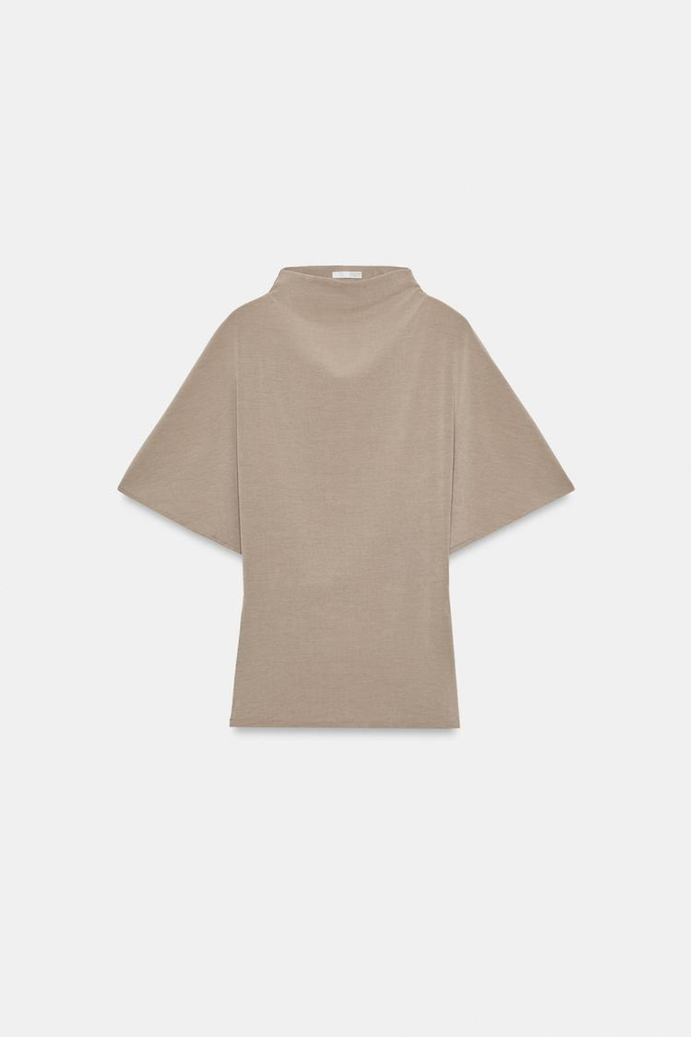 ZARA ТОП С ВОРОТНИКОМ-СТОЙКОЙ, ПЕСОЧНЫЙ