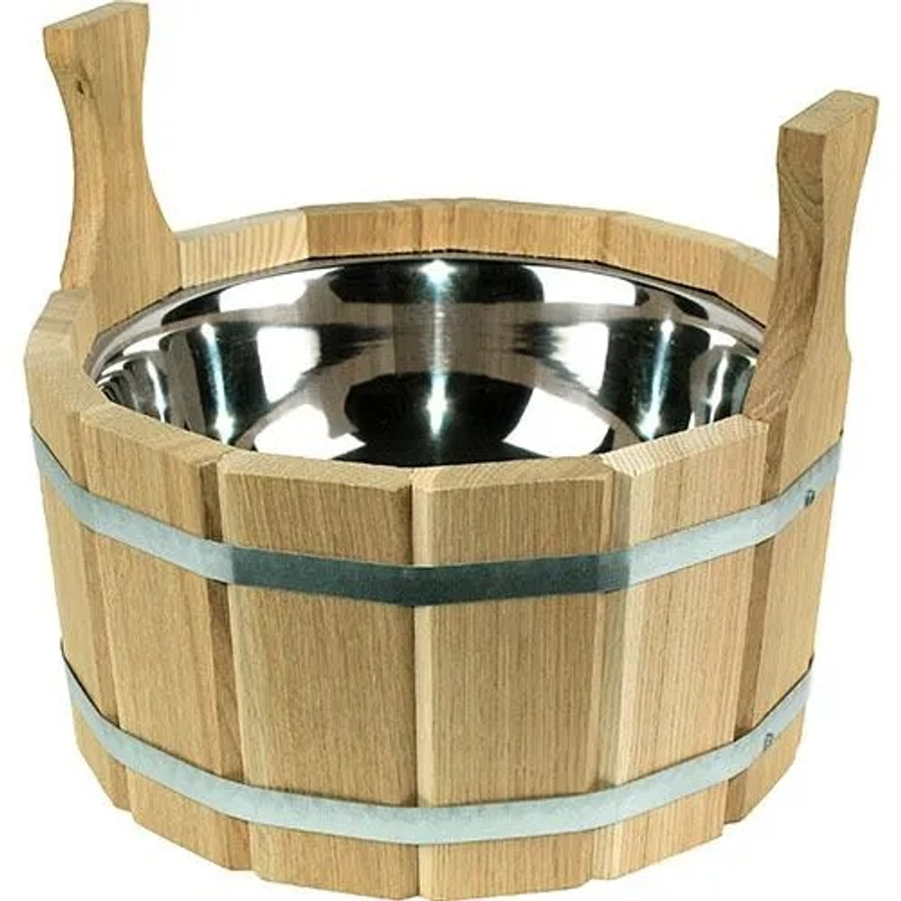 Ушат-шайка 5л из дуба двуручная с нерж. встав.