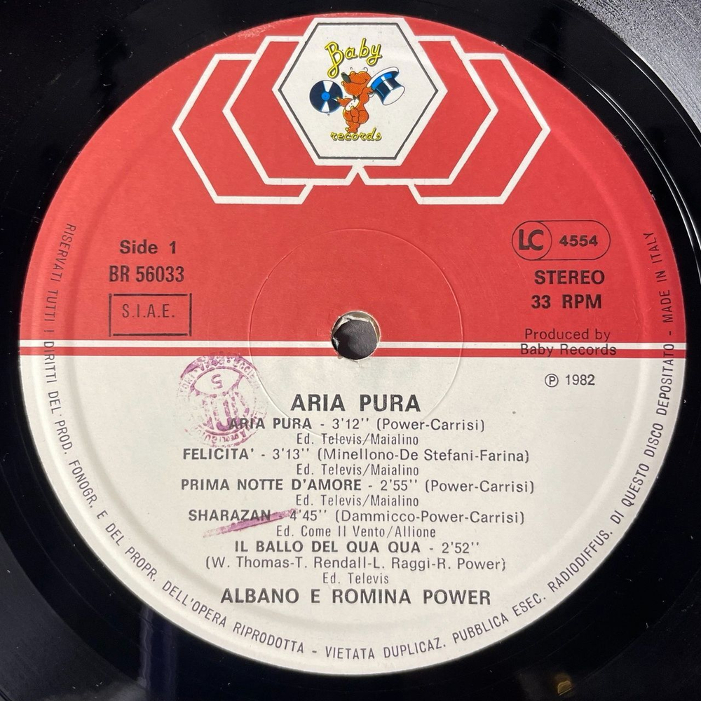 Винтажная виниловая пластинка LP Al Bano and Romina Power Aria Pura (Italy 1982) Felicita