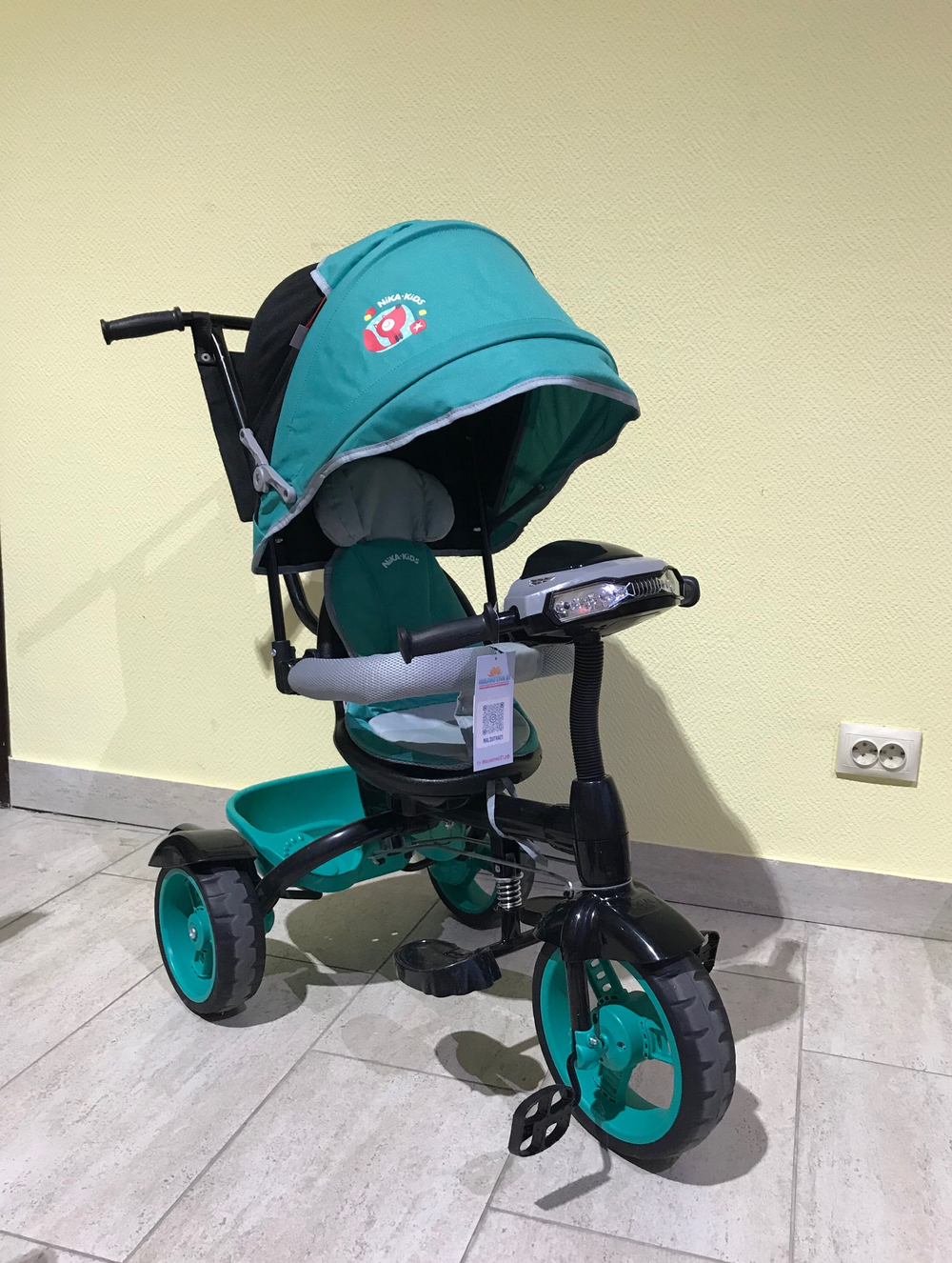 Велосипед детский С МУЗЫКАЛЬНОЙ ПАНЕЛЬЮ 3-х колесный ВД4М/2 Nika, изумрудный