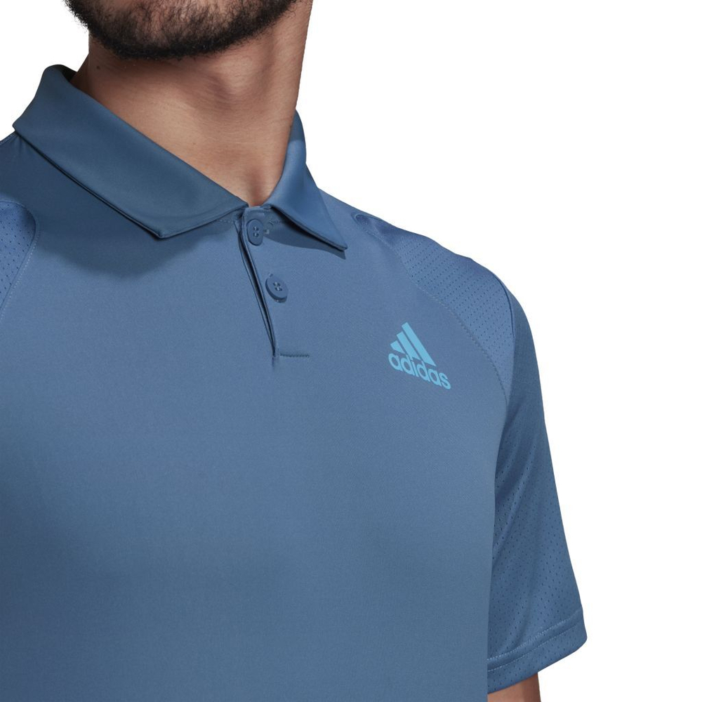 Мужское поло теннисное Adidas Club 3STR Polo - altered blue/sky rush