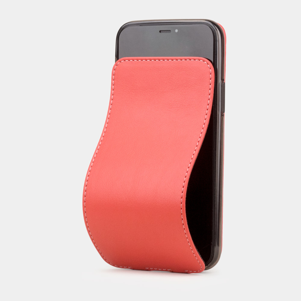 Чехол для iPhone 11 Pro Max из натуральной кожи теленка, кораллового цвета