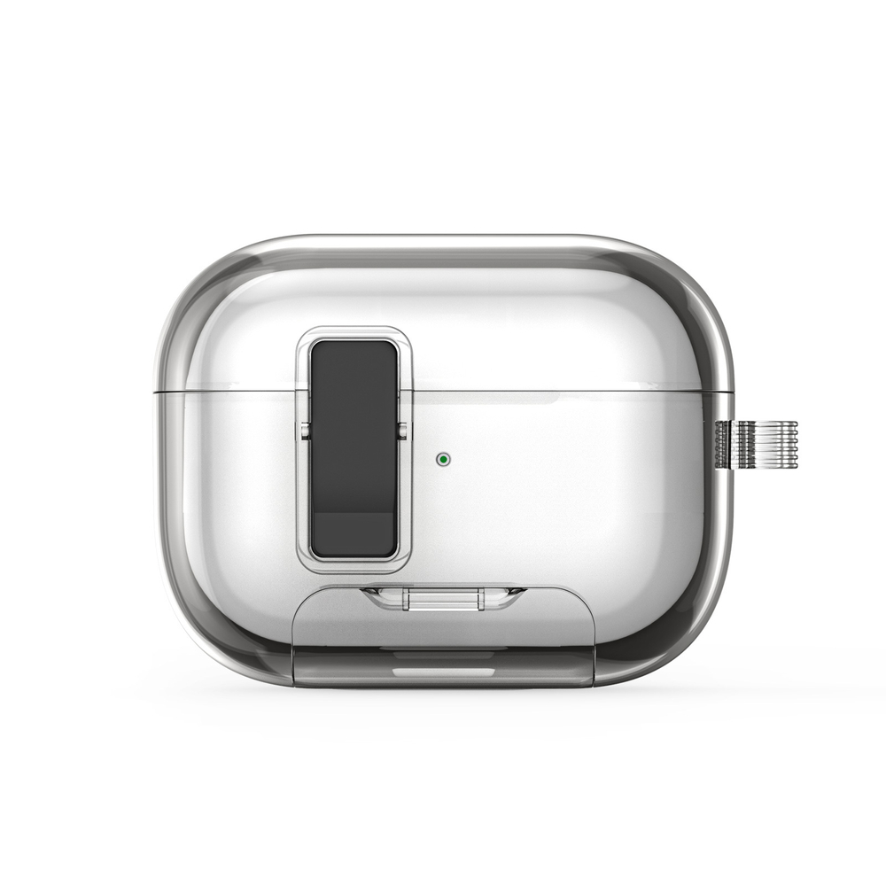 Усиленный тонированный чехол для AirPods Pro 2, Dux Ducis, серия PECR Series (встроенная подставка для смартфона)