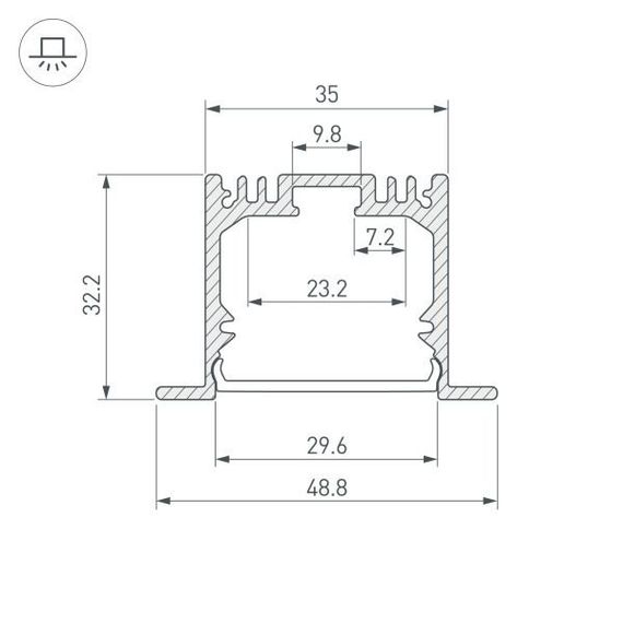 Профиль встраиваемый Arlight ARH-Power-W35-3000 Anod 036168