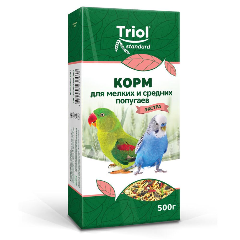 Корм Тriol Standard для мелких и средних попугаев "Экстра", 500г Корм Тriol Standard для мелких и средних попугаев "Экстра", 500г