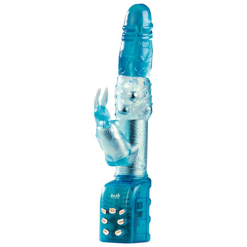Голубой вибратор Jack The Rabbit Pearl Blue - 27 см.