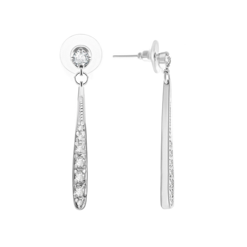 "Джэвлин" серьги в родиевом покрытии из коллекции " Lance" от Jenavi  с замком пуссеты