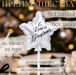 Свеча в торт «Воздушный шарик. С праздником», серебро