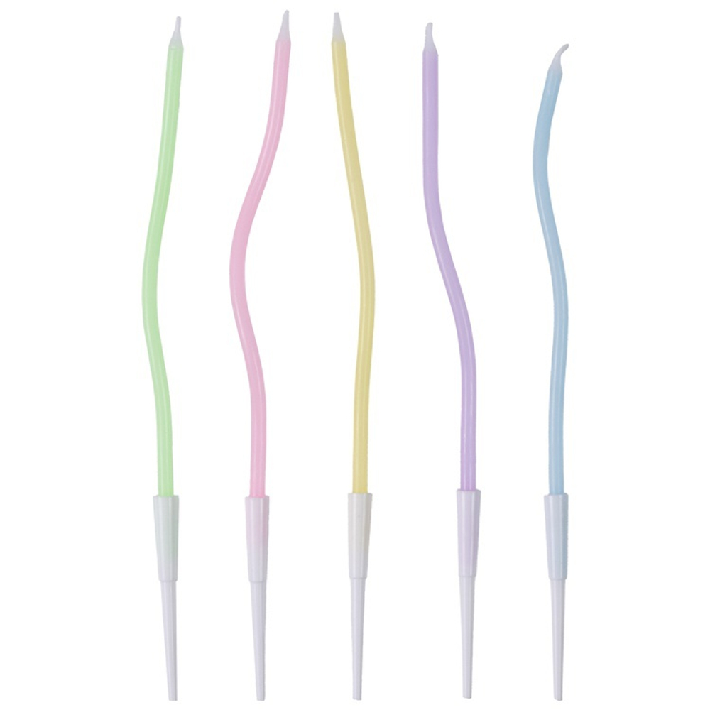 Свечи для торта «Волна» пастельные разноцветные 13 см, 12 шт