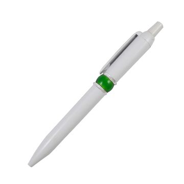 Ручка синяя, Цвет корпуса белый с зелёным элементом