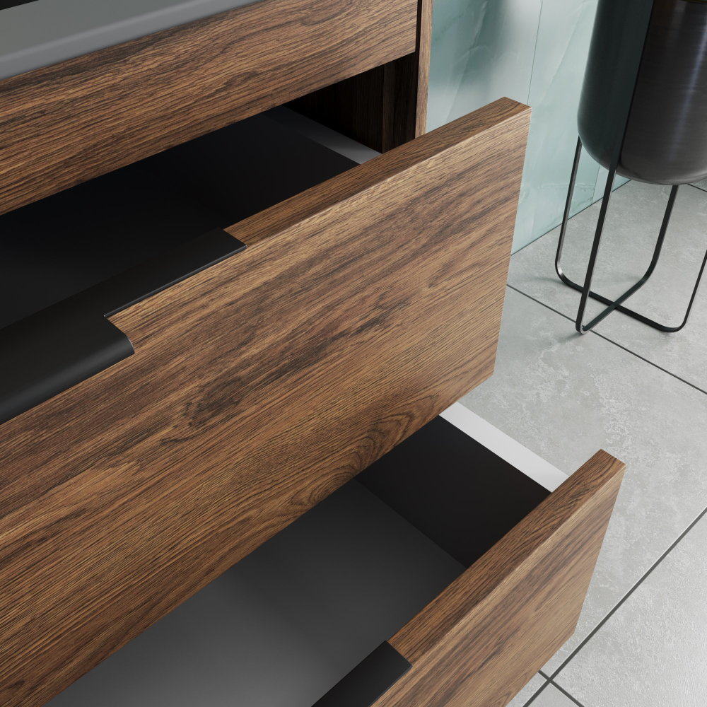 Тумба под раковину Vincea Chiara 2D 800 подвесная, 2 выкатных ящика soft-close, С.Oak