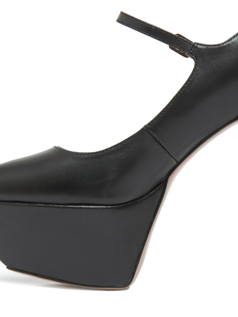 Женские кожаные туфли черные на платформе