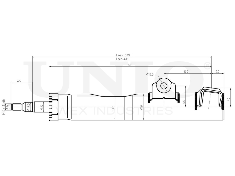 Амортизатор газовый передней подвески UNIO SAB-10601