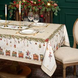 СКАТЕРТЬ "ЩЕЛКУНЧИК" 160Х220СМ БЕЖЕВЫЙ,100% ХЛОПОК,ТВИЛ