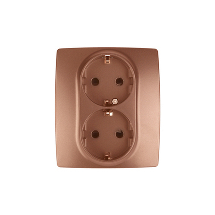 12-2104-14 ЭРА Розетка 2X2P+E Schuko со шторками, 16A-250В, IP20, Эра12, медь