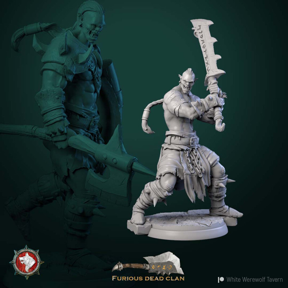 Орк Полуорк Воин Паладин Варвар Файтер Рыцарь миниатюра для dnd, днд, pathfinder, фентези, Настольная игра, НРИ, Варгейм, РПГ