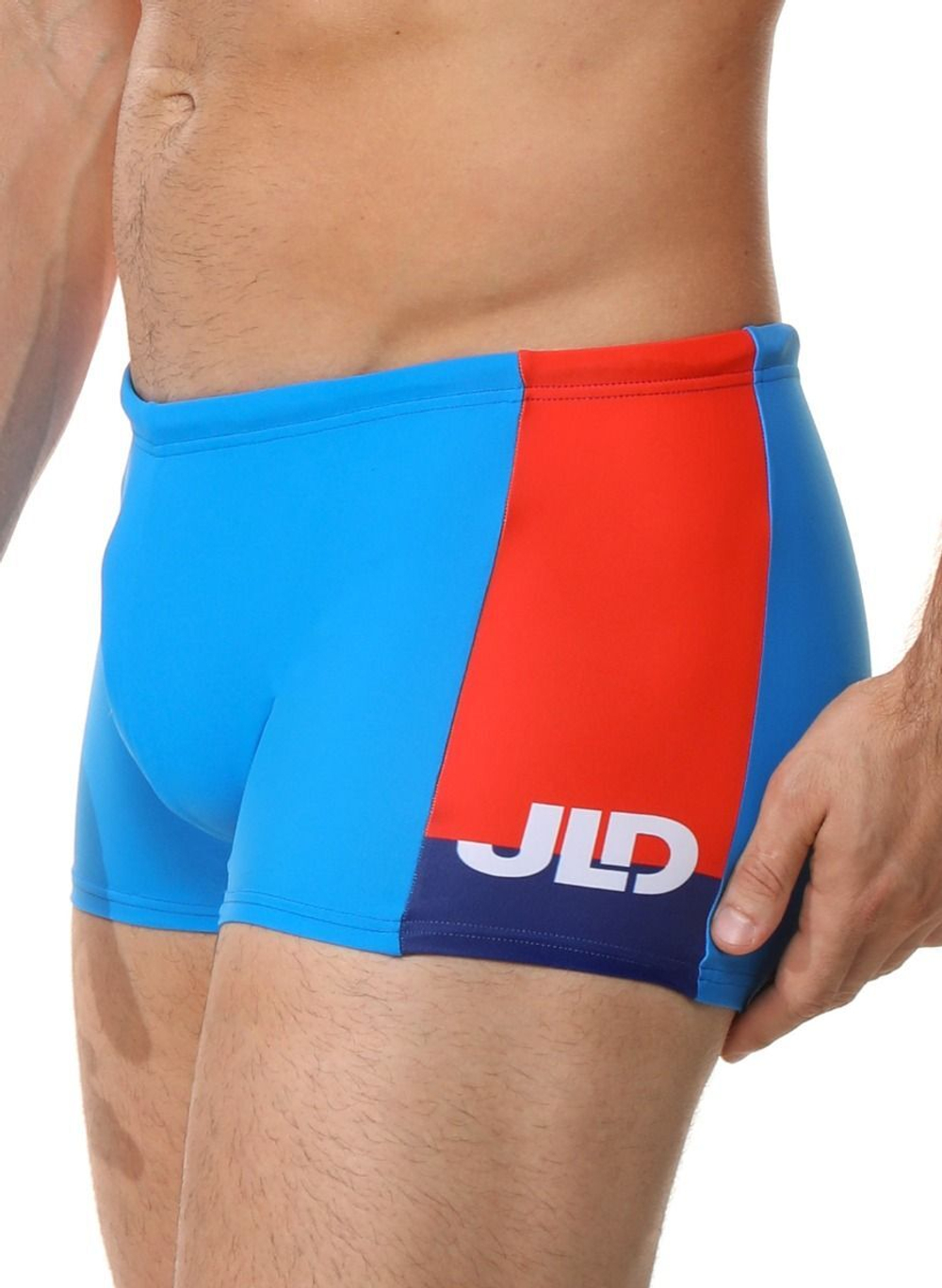 Мужские плавки-боксеры с контрастной брендированной вставкой (Размер: XXL) (Цвет: синий)