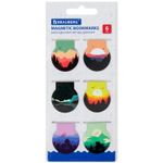 Закладки для книг МАГНИТНЫЕ, "SUNSET", набор 6 шт., 30х25 мм, BRAUBERG, 113169