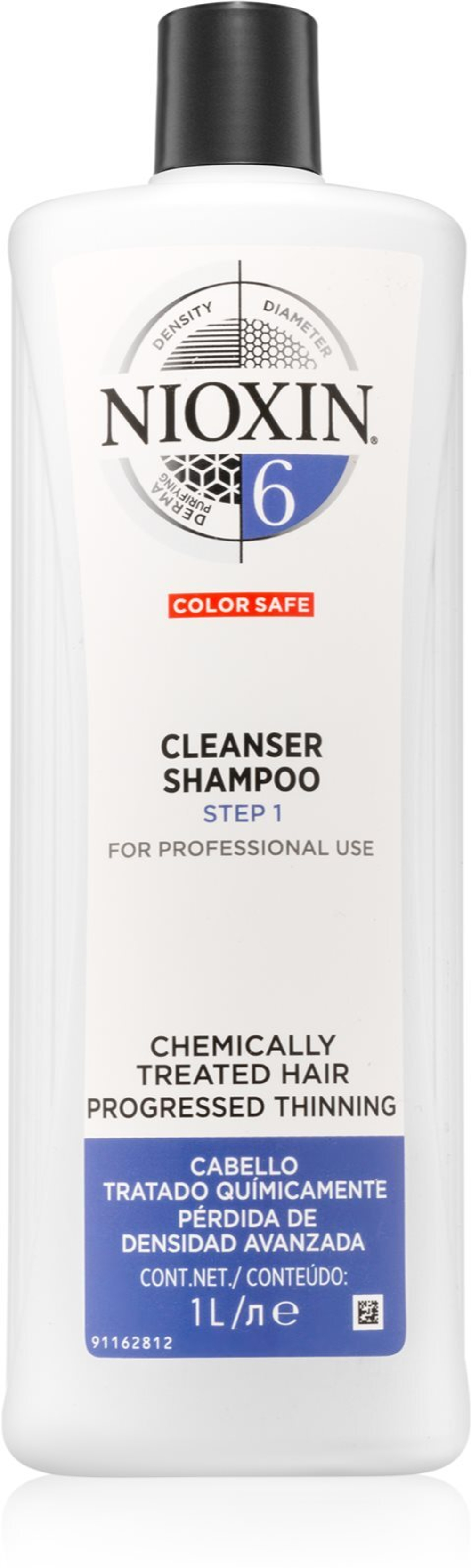 Nioxin System 6 Color Safe Cleanser Shampoo - очищающий шампунь для обесцвеченных волос /   1000  ml  / GTIN 8005610495255
