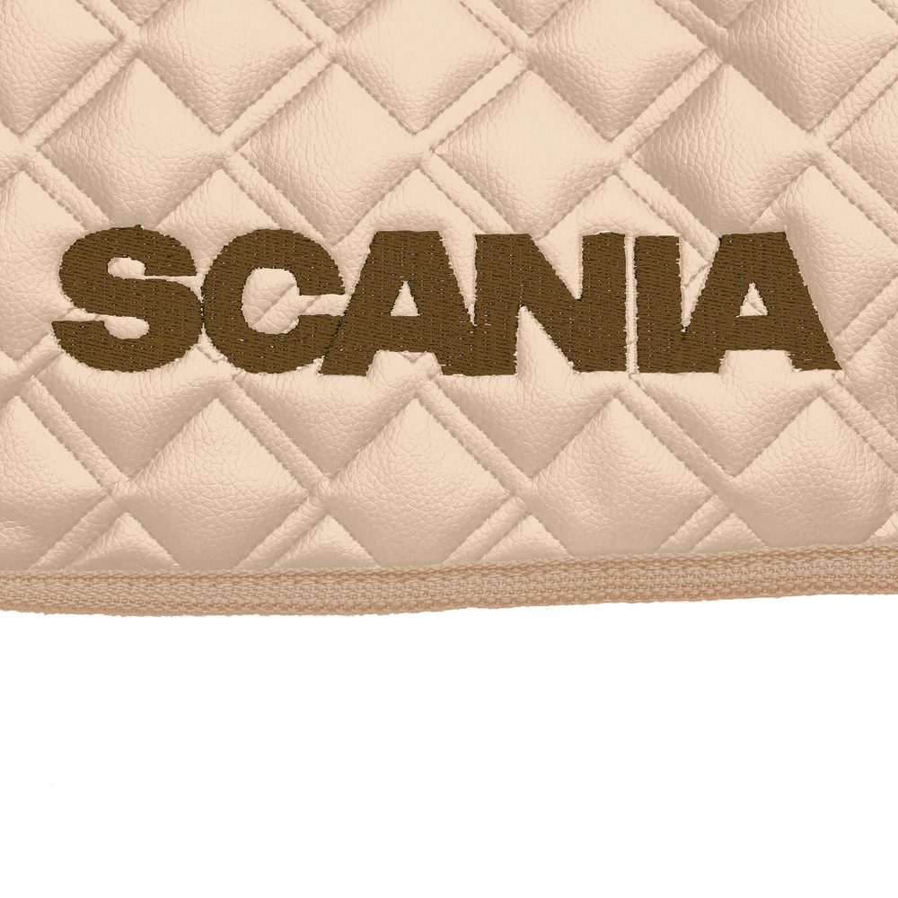 Ковры SCANIA 5 серии Р (автомат) (экокожа, бежевый, бежевый кант, коричневая вышивка)