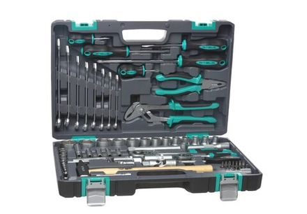 Набор инструмента STELS, CrV, S2, 76 предметов, 1/4",1/2"