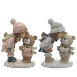 GAEM Фигурка декоративная "Девочка и медвежонок", L9 W6 H12 см, 2в.