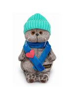 Мягкая игрушка Басик в шапке и шарфе с сердечком 19 см Ks19-250