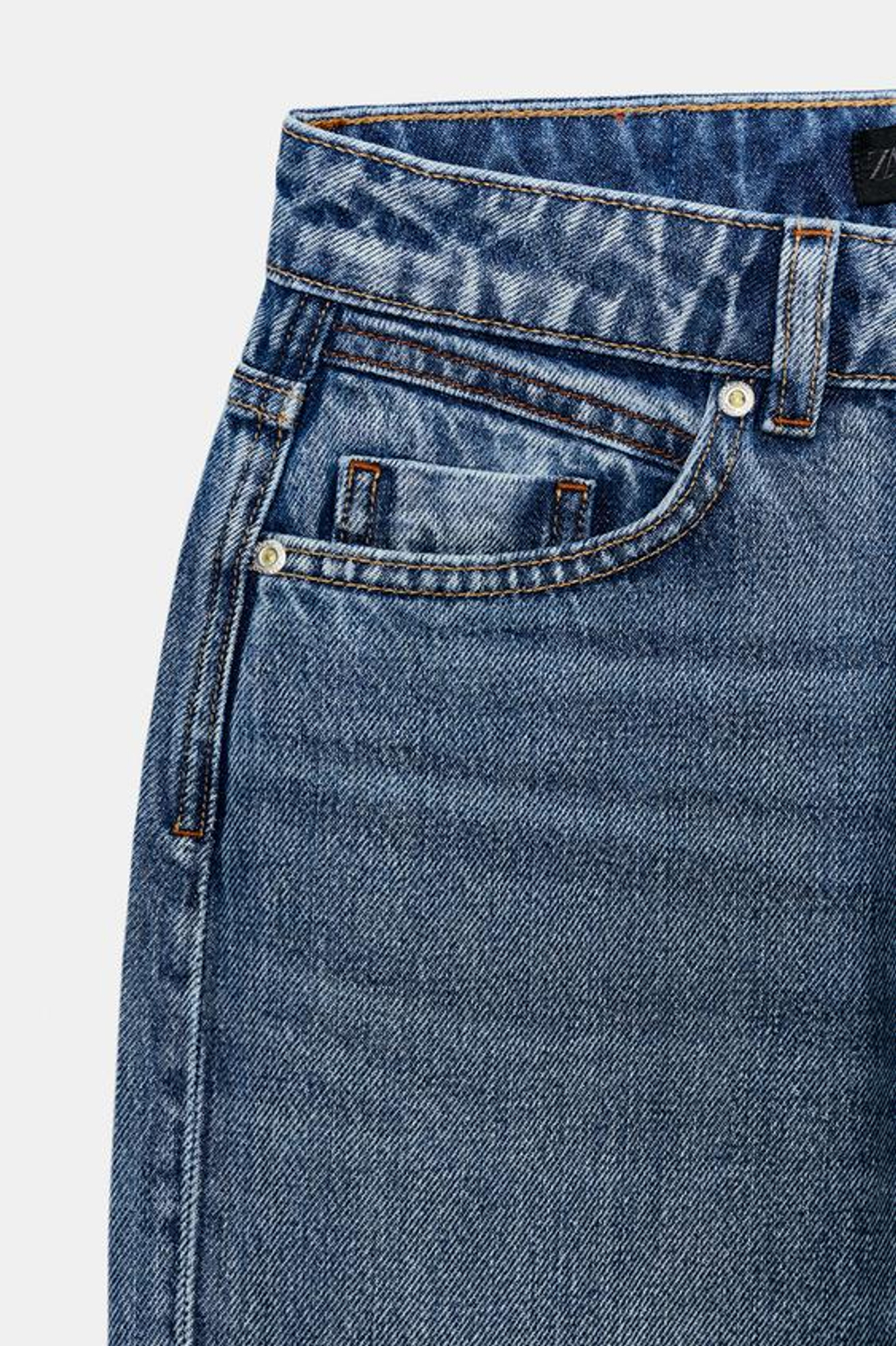 ZARA ДЖИНСЫ Z1975 REGULAR FIT LONG LENGTH С ВЫСОКОЙ ПОСАДКОЙ, ВЫЦВЕТШИЙ СИНИЙ