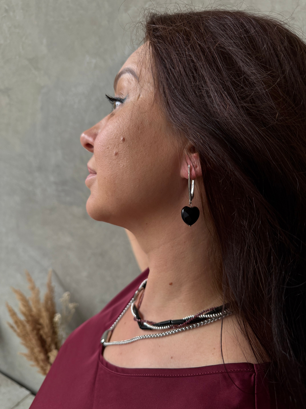 Серьги с черным агатом, высшее качество «925»