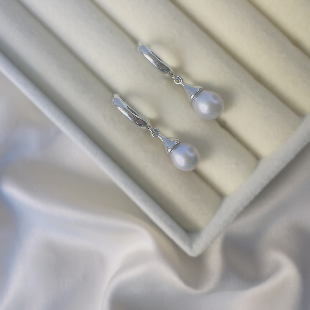 Серьги бижутерия "Лунный свет" с натуральным жемчугом