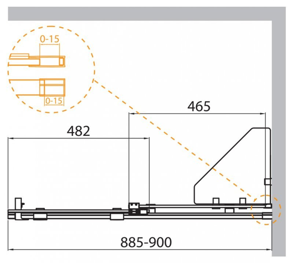 Душевая перегородка раздвижная Cezares STREAM-BF-1-90-C-Cr