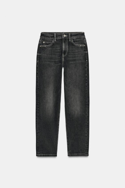 ZARA ДЖИНСЫ Z.01 MOM FIT С ВЫСОКОЙ ПОСАДКОЙ, ЧЕРНЫЙ