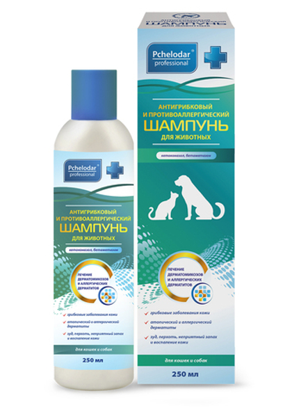 PCHELODAR Шампунь антигрибковый и противоаллергический, 250 мл