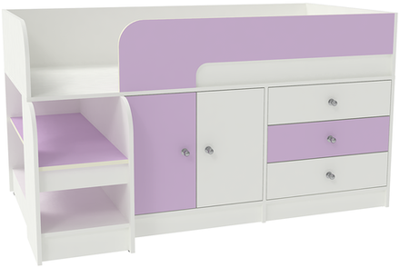 Кровать-чердак КарИВи Астра 9, 1 Белый  Ирис