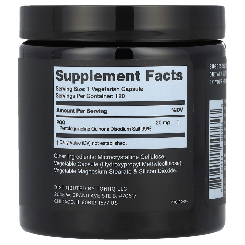 Toniiq, PQQ 20, 120 капсул (20 мг на капсулу)
