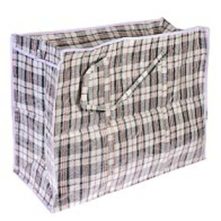 Сумка полипропиленовая 50х45+25см на молнии "Клетка" (1/10шт)