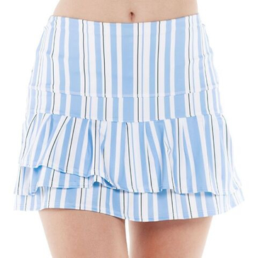 Теннисная юбка Lucky in Love Tech Performance Long Architect Stripe Skirt - небесный
