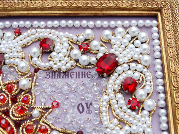 ЖС-12-ЗК Набор для вышивания хрустальными камнями Богородица Знамение (красный)