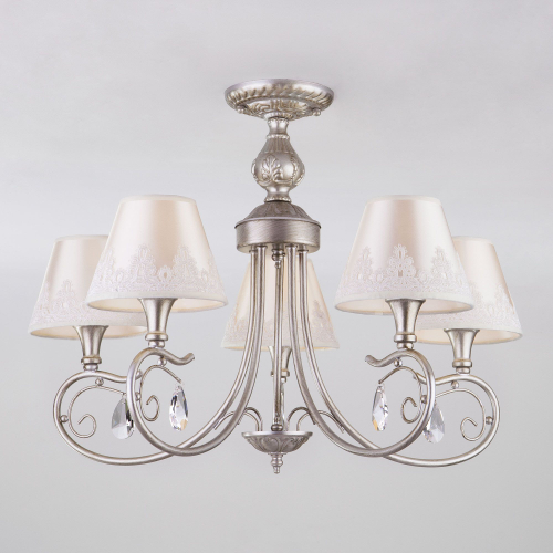Люстра в классическом стиле с абажурами 60069/5 серебро