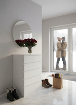 Комод 80х48х125, Марм, с 6 ящиками для вещей, игрушек, высокий, деревянный, без ручек в скандинавском стиле со скосами и органайзерами, белый