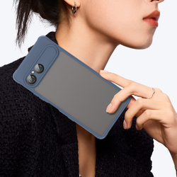 Чехол противоударный с боковыми рамками синего цвета для Sony Xperia 10-7, задняя крышка тонированная прозрачная