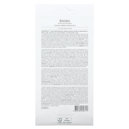 Edgeu, Гелевые обертывания для ногтей Perfect, ENA 146, Romantic Neon Glow, набор из 19 предметов