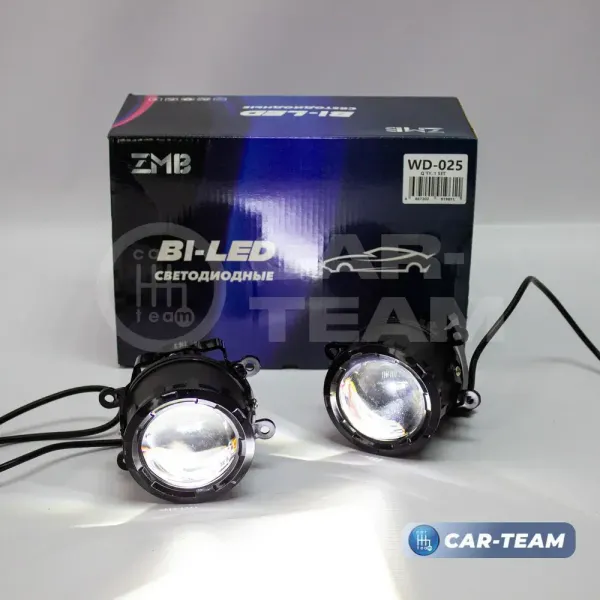 Противотуманные фары (ПТФ) "ZMB" WD-025 лазерные с Bi-LED модулем на Лада Веста, Гранта FL, Нива Урбан, X-Ray, Renault, Nissan, Ford, Opel, Mitsubishi - желтый/белый свет