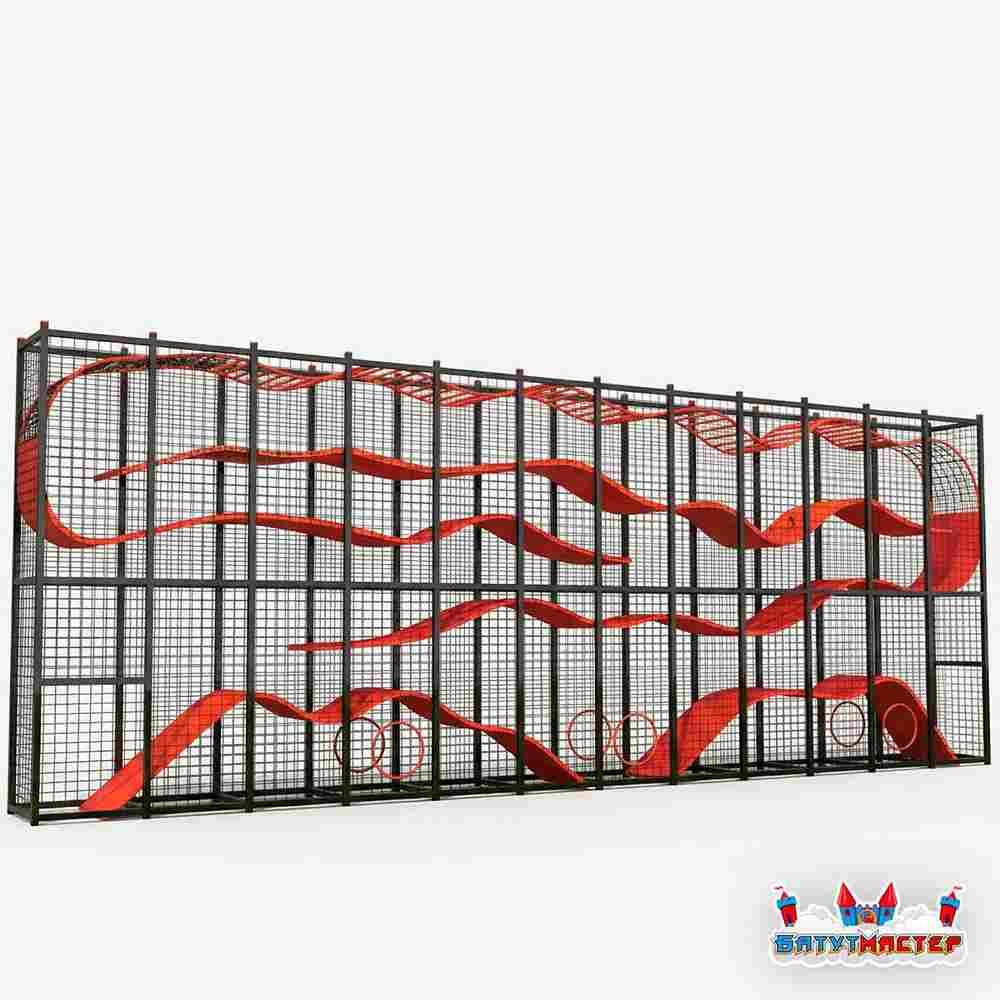 Плоский детский лабиринт «Оранжевая волна», 16×1,2×5 м