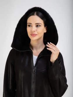 Дубленка натуральная короткая с капюшоном Турция