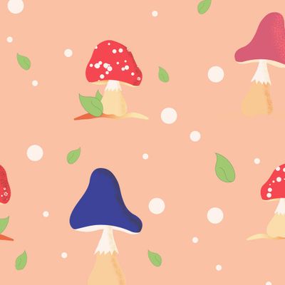 грибы на розовом фоне