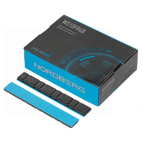 NORDBERG (W510FR4B) Грузики самоклеящиеся (4х5 г+4х10 г, L=14 см) Fe закругленные черные, 50 лент